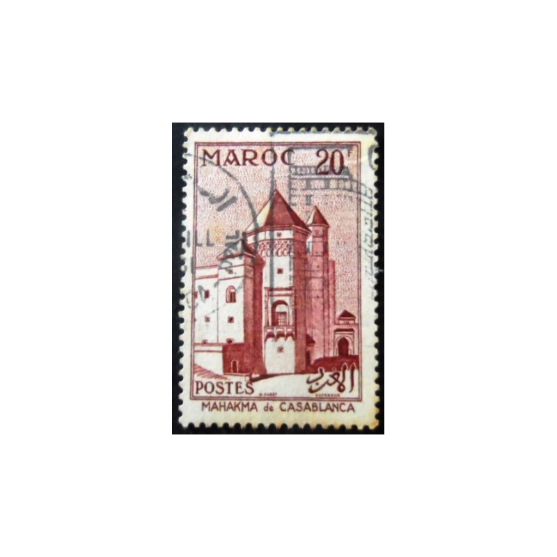 Selo postal do Marrocos de 1955 Mahakma Casablanca 100
