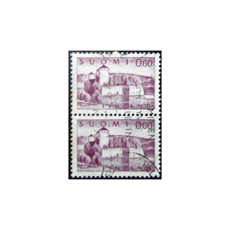 Par de selos postais da Finlândia de 1963 Stronghold Olavinlinna