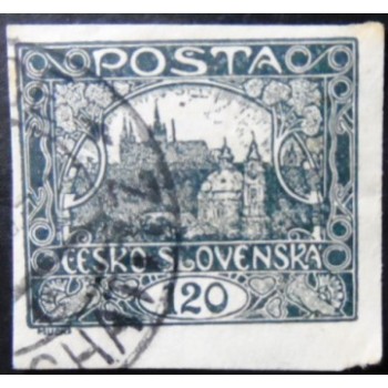 Selo postal da Tchecoslováquia de 1920 Prague Castle 120