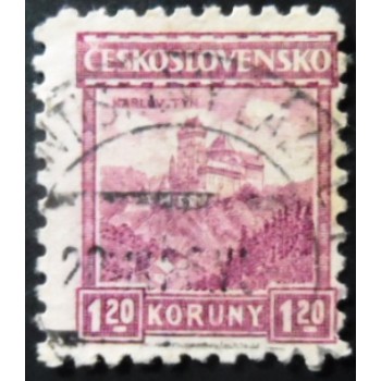 Selo postal da Tchecoslováquia de 1926 Karlův Týn U