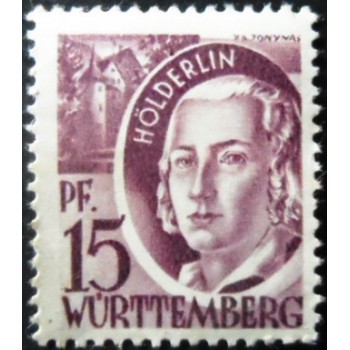Selo postal da Alemanha Wurttemberg de 1948 City Gate of Wangen