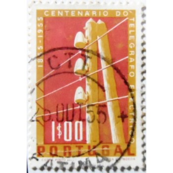 Selo postal de Portugal de 1955 Telegraph Pole 1