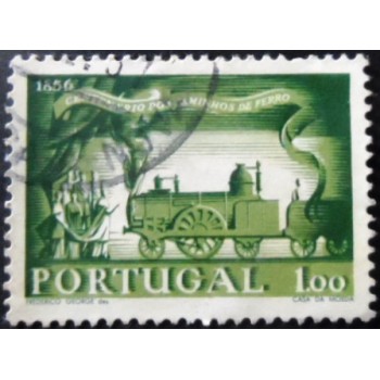 Imagem similar à do selo postal de Portugal de 1956 First Locomotive 1