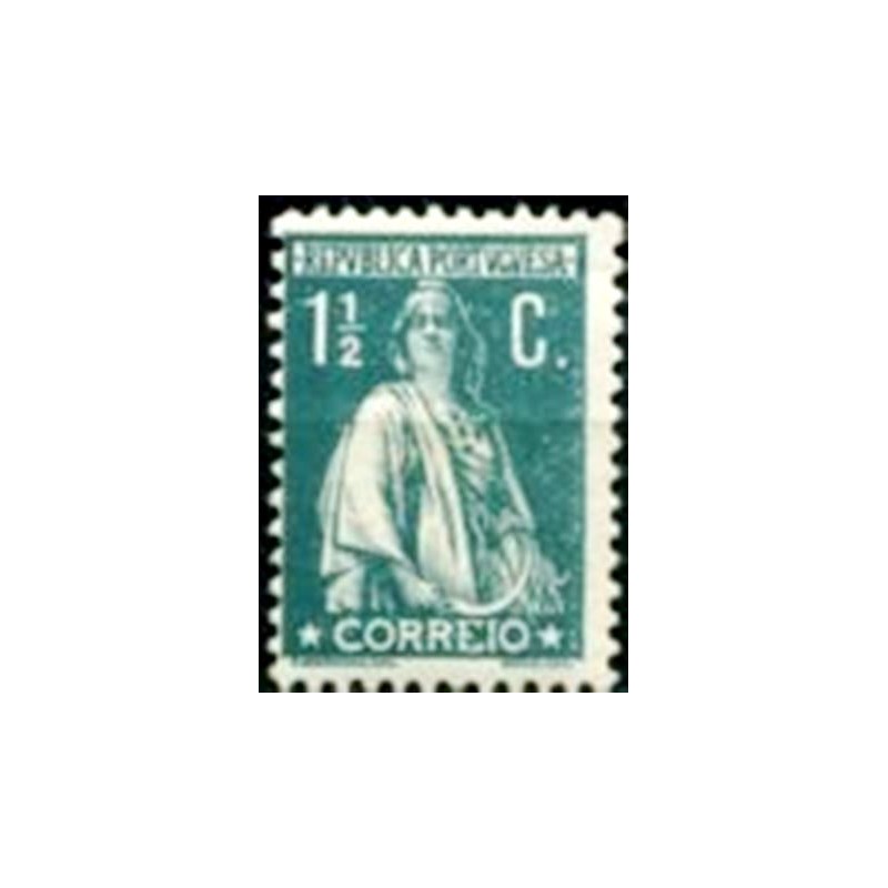 Selo postal de Portugal de 1917 Ceres 1½ N