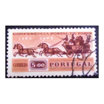 Selo postal de Portugal de 1963 Mailcoach 5