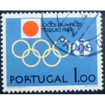 Imagem similar à do selo postal de Portugal de 1964 Olympic Games Tokyo 1