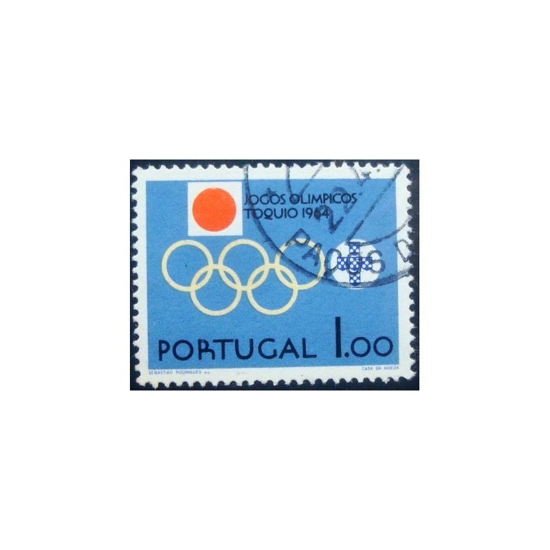 Imagem similar à do selo postal de Portugal de 1964 Olympic Games Tokyo 1