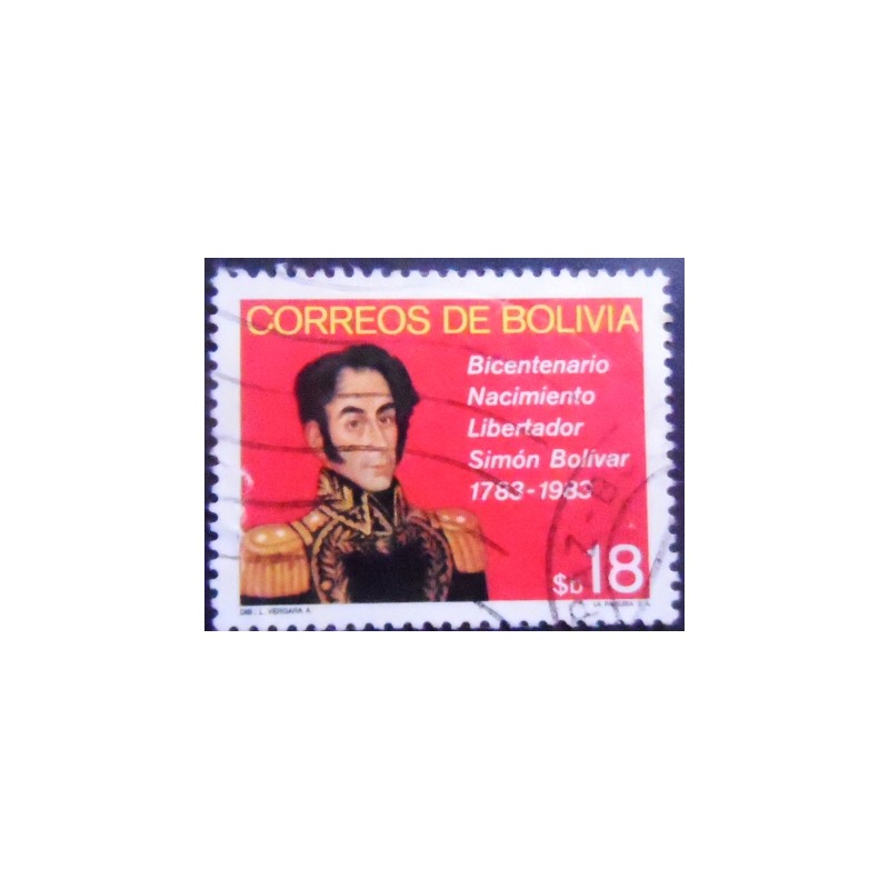 Selo postal da Bolívia de 1982 Simon Bolivar