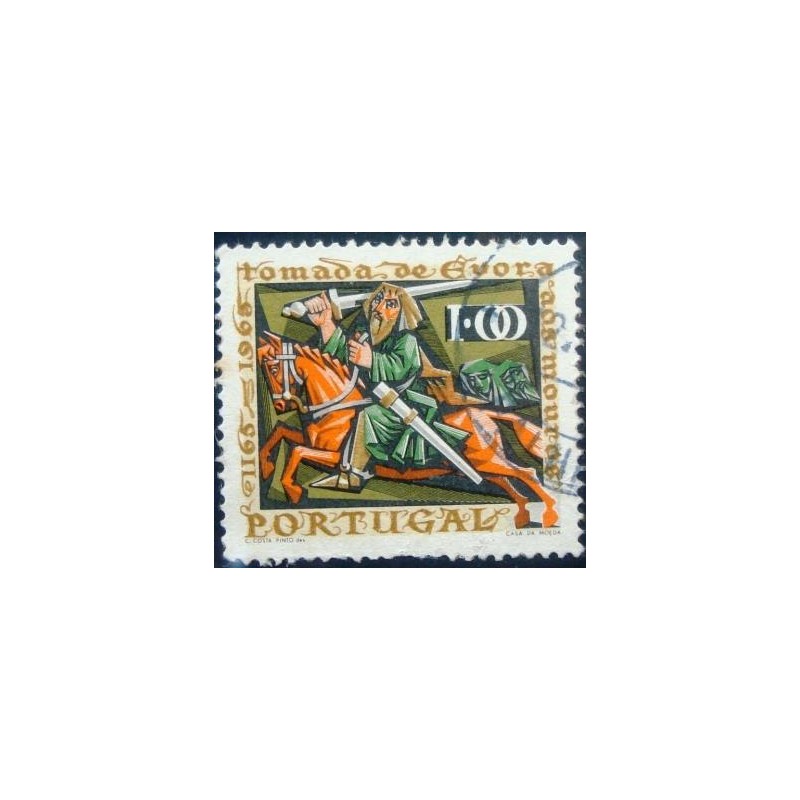 Imagem similar à do selo postal de Portugal de 1966 Knight Fighting the Moors 1$