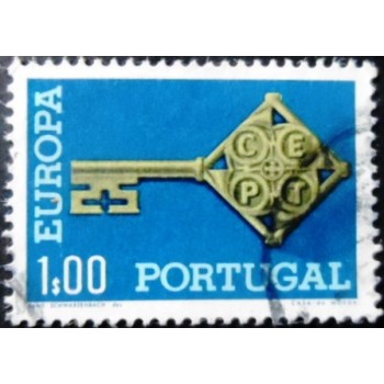 Selo postal de Portugal de 1968 C.E.P.T. Key 1 U