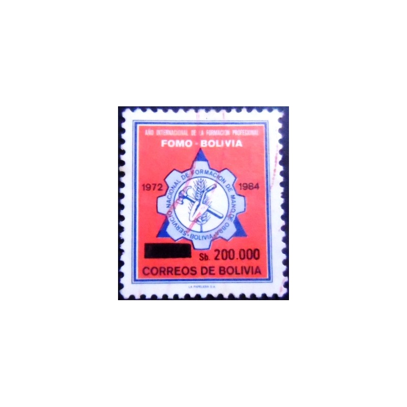 Selo postal da Bolívia de 1986 National Work Education Service Emblem