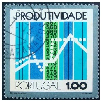 Selo postal de Portugal de 1973 Graph and computer tapes