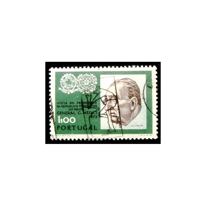 Imagem similar à do selo postal de Portugal de 1973 Emilio Garrastazú Médici 1