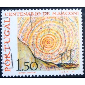 Imagem similar à do selo postal de Portugal de 1974 Guglielmo Marconi