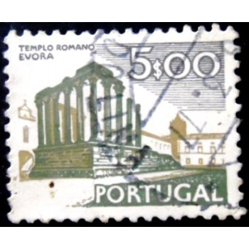 Selo postal de Portugal de 1976 Roman Temple Evora