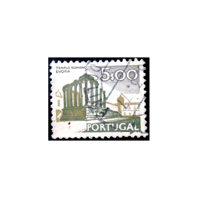 Selo postal de Portugal de 1976 Roman Temple Evora