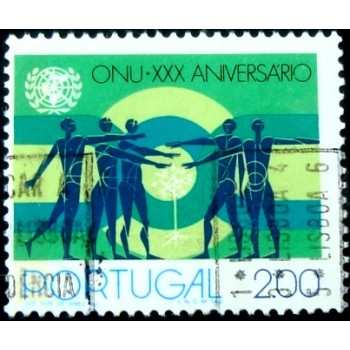 Imagem simular à do selo postal de Portugal de 1976 People and Sapling