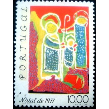 Selo postal de Portugal de 1977 The Holy Family M