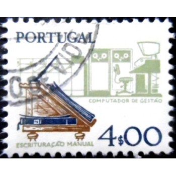Imagem similar à do selo de Portugal de 1978 Writing desk and computer
