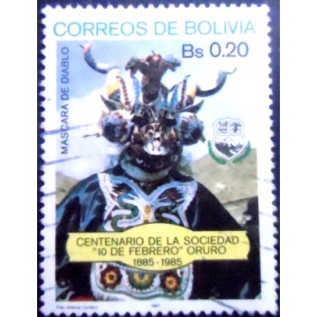 Selo postal da Bolívia de 1987 Devil mask