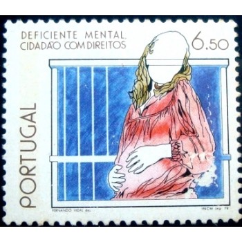 Selo postal de Portugal de 1979 Pregnant Woman