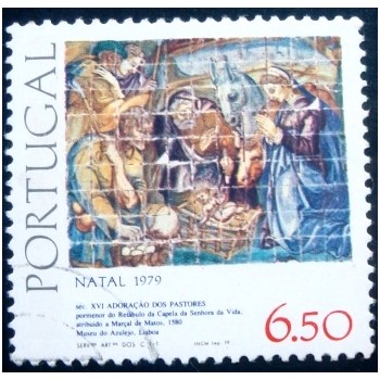 Imagem similar à do selo postal de Portugal de 1979 Nativity 16th century