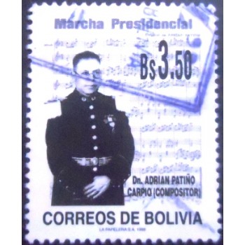 Selo postal da Bolívia de 1998 Adrian Patińo Carpio