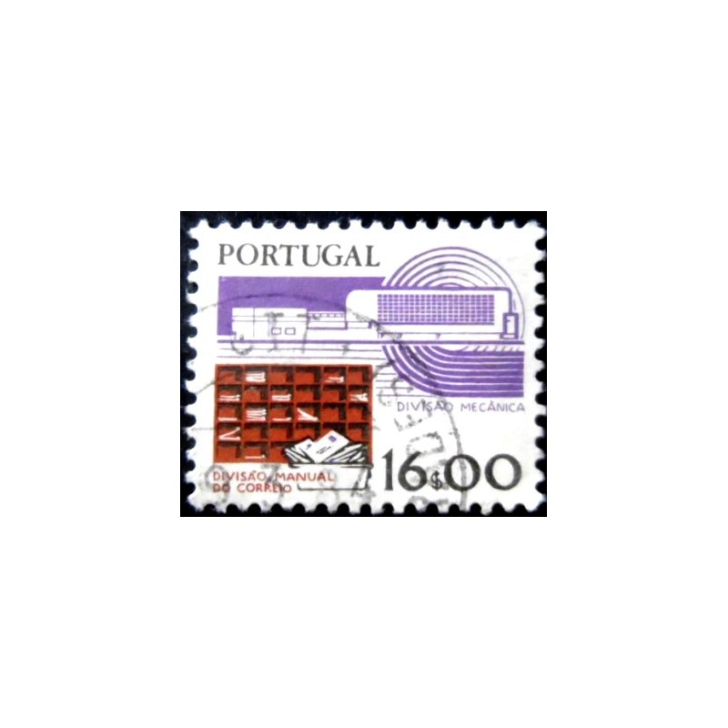 Imagem similar à do selo postal de Portugal de 1983 Mail sorting