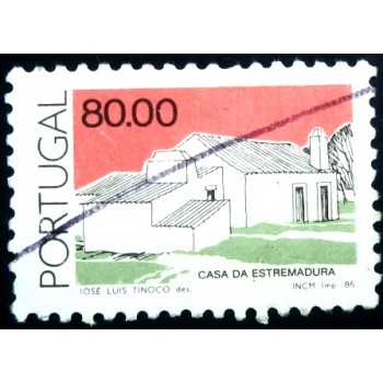 Selo postal de Portugal de 1986 Casa da Estremadura U