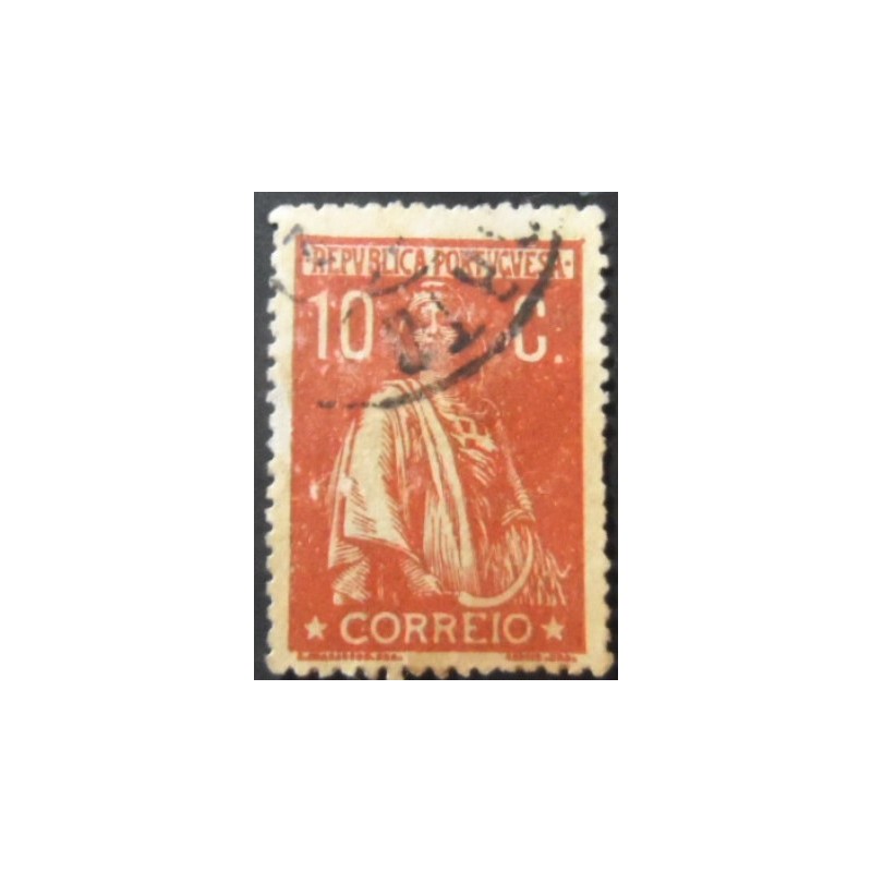 Selo postal de Portugal de 1912 Ceres 10c