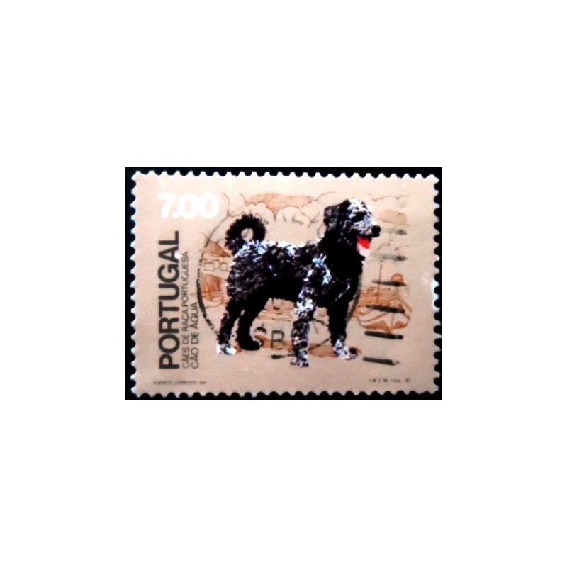 Imagem similar á do selo postal de Portugal de 1981 Portuguese Water Dog U