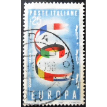 Selo postal da Itália de 1957 Letter 'E'