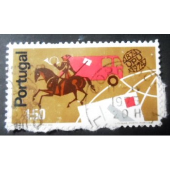 Selo postal de Portugal de 1974 Postillion truck and letter