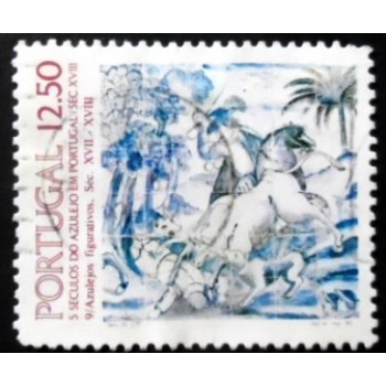 Selo postal de Portugal de 1983 Tiles Séc XVIII Motivo 9