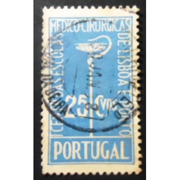 Imagem similar à do selo postal de Portugal de 1937 Aesculapian Staff & Bowl