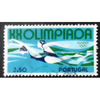 Selo postal de Portugal de 1972 Butterfly Stroke Swimming