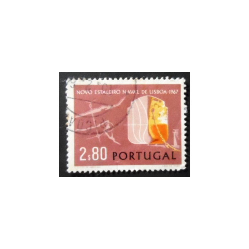 Selo postal de Portugal de 1967 Lisnave Shipyard