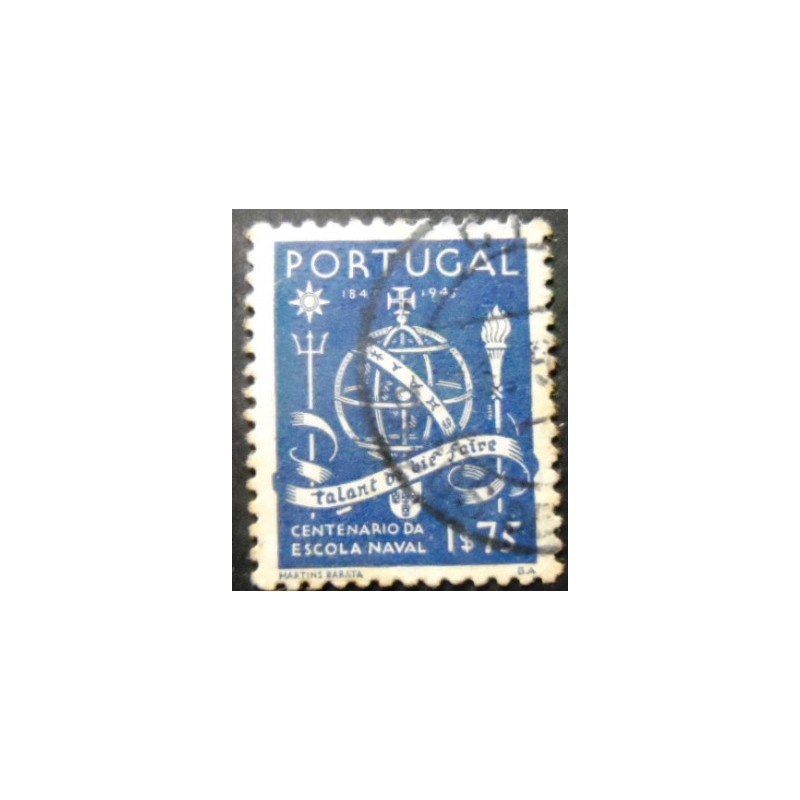 Selo postal de Portugal de 1945 Globe and Symbols 1,75