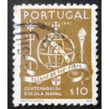 Selo postal de Portugal de 1945 Globe and Symbols 10