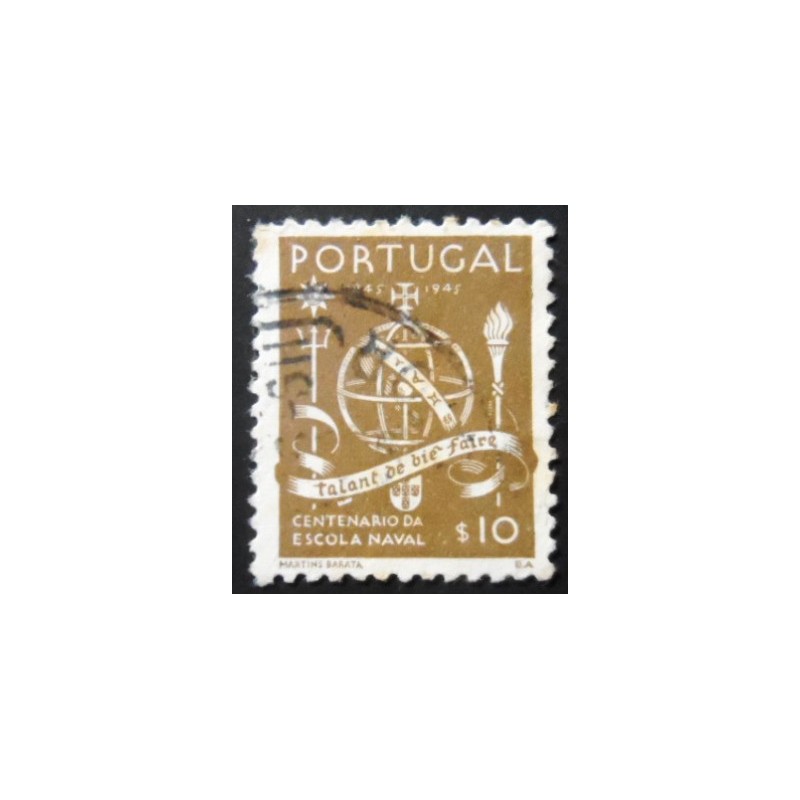 Selo postal de Portugal de 1945 Globe and Symbols 10