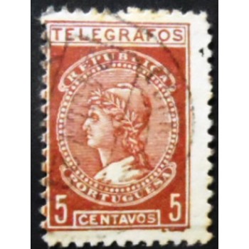 Selo postal de Portugal de 1921 Republica 5