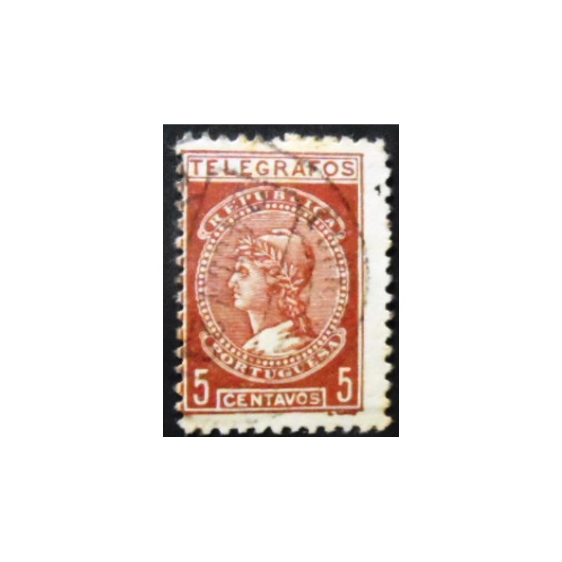 Selo postal de Portugal de 1921 Republica 5