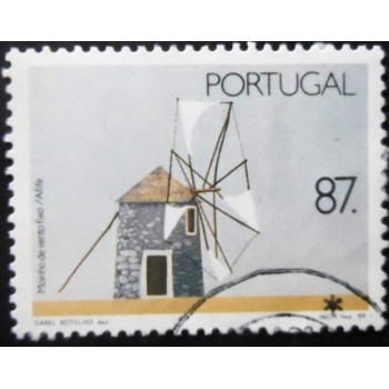 Selo postal de Portugal de 1989 Moinho de Vento Fixo Afife