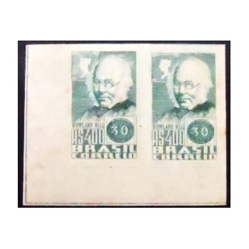 Par de selos postais do Brasil de 1938 Rowland Hill