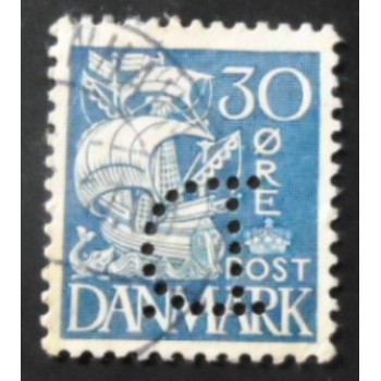 Imagem similar à do selo postal da Dinamarca de 1934 Sailship 30 I
