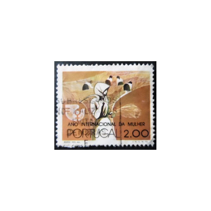 Selo postal de Portugal de 1975 Woman farm worker