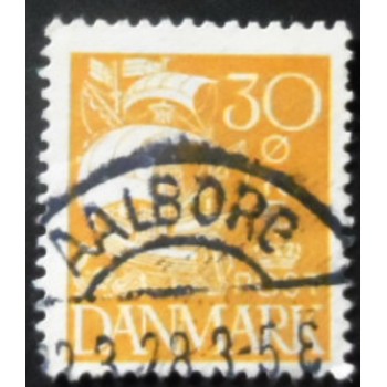 Imagem similar à do selo postal da Dinamarca de 1927 Sailship 30