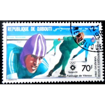 Selo postal de Djibouti de 1984 Speed Skating