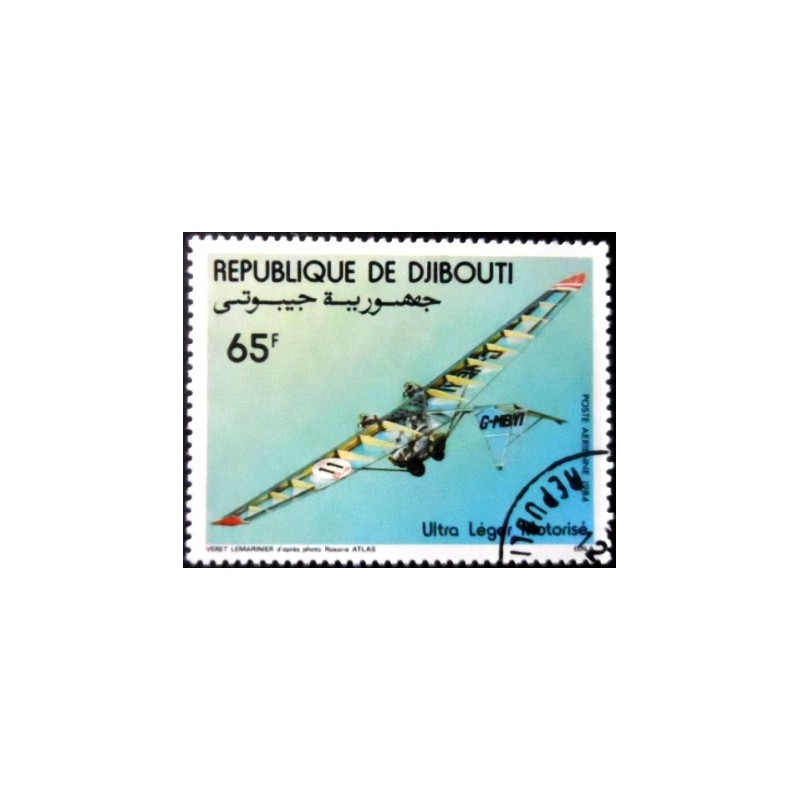 Selo postal de Djibouti de 1984 Hang Glider