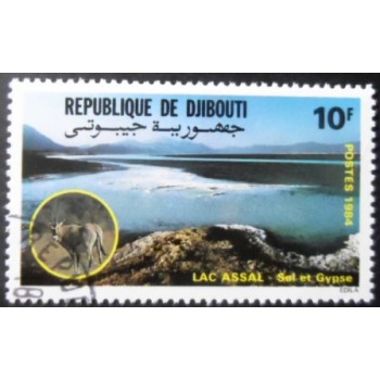 Selo postal de Djibouti de 1984 Lake Assal